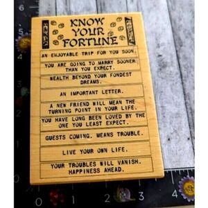 Inkadinkado Know Your Fortune 94118Y Tin Can Mail Rubber Stamp Wood #B10